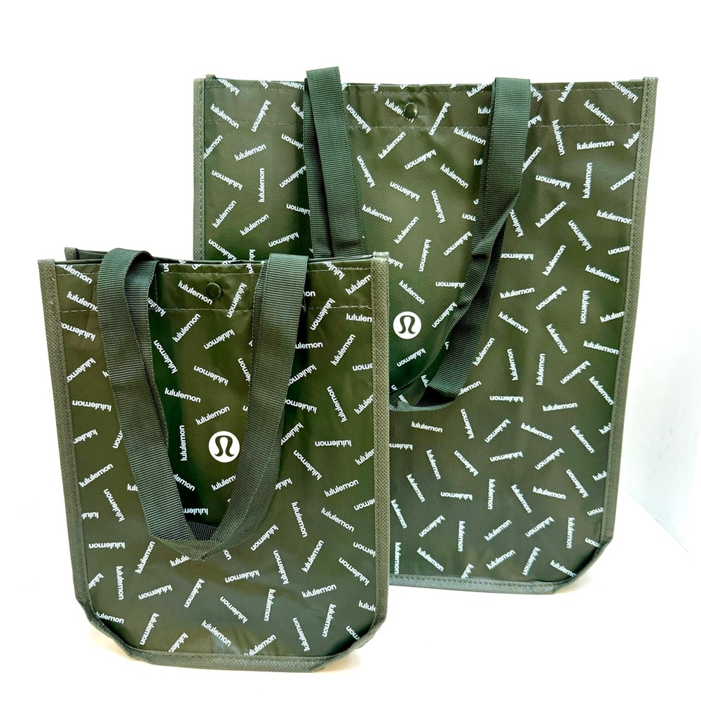 Lululemon Limited Edition Green Totes Set Of One Large & One Small